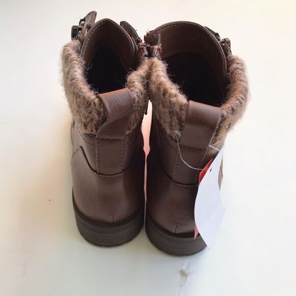 Joe Fresh NWT brown faux leather/zipper lace up boots size 3 youth - Picture 7 of 8
